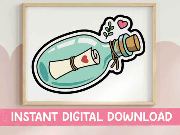 A Whimsical Dive into the Message in a Bottle Love Sticker