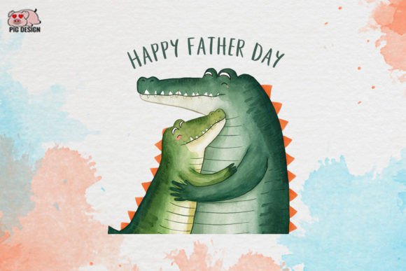 Celebrate Dad with Adorable Happy Father's Day Crocodiles Clipart