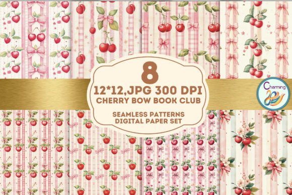 Cherry Bow Carnival: A Seamless Paper Design for Vibrant Projects