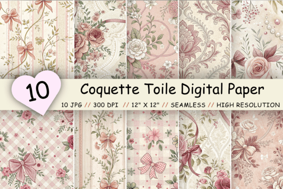 Coquette Toile: Vintage Charm for Your Modern Digital Crafts