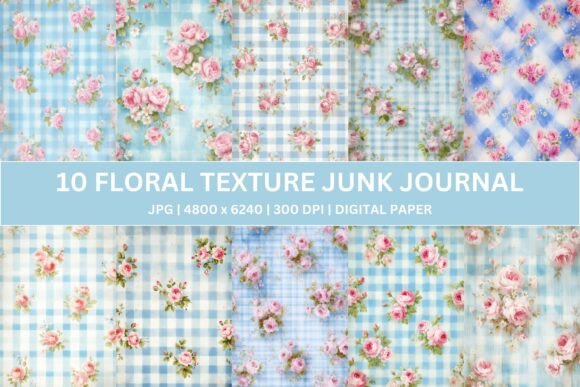 Country Picnic Charm: Crafting with Blue Gingham Floral Junk Journal