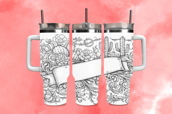 Desert Meets Western Elegance: The Succulent Scroll Tumbler Wrap