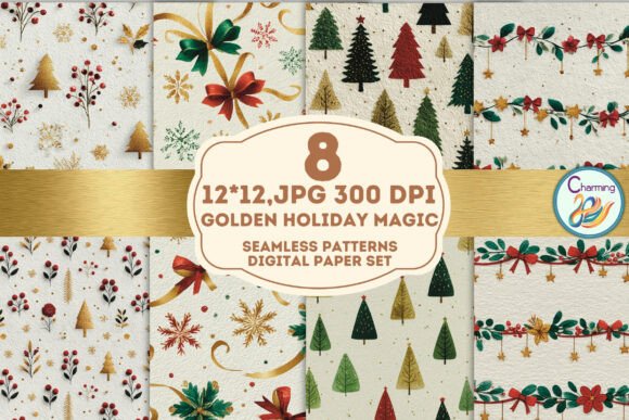 Golden Holiday Magic: Seamless Paper for Festive Design Projects