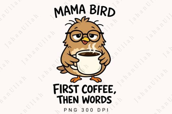 Mama Bird First Coffee Then Words PNG: A Designer's Morning Muse