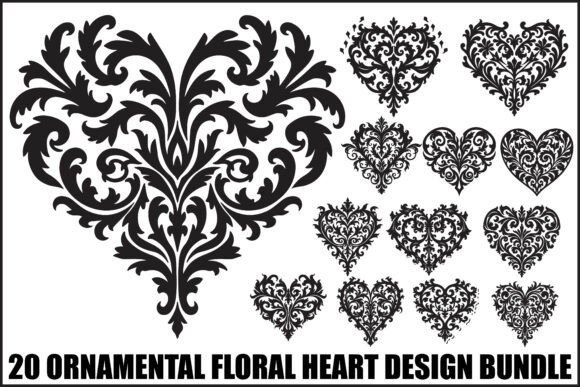 Ornamental Heart Bundle: Timeless Floral Designs for Crafters