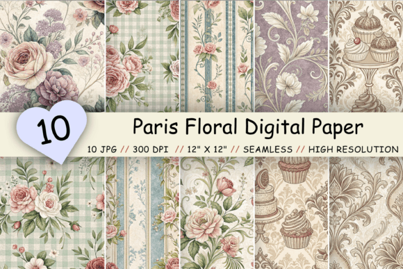 Parisian Charm: Floral Digital Papers for Your Creative Projects