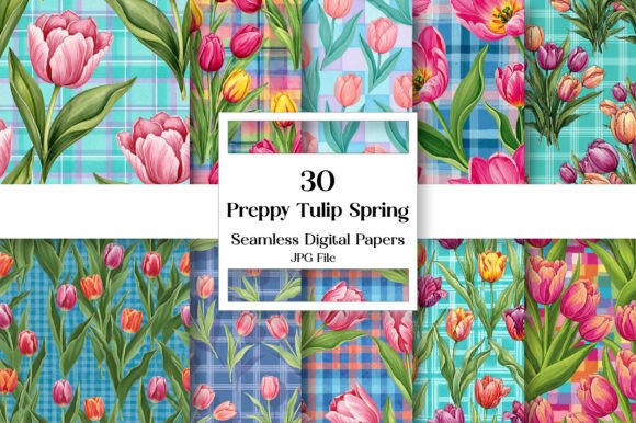 Spring Forward with the Preppy Tulip Digital Paper Collection