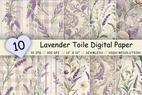 Timeless Elegance for Modern Projects: The Lavender Toile Digital Paper Pack