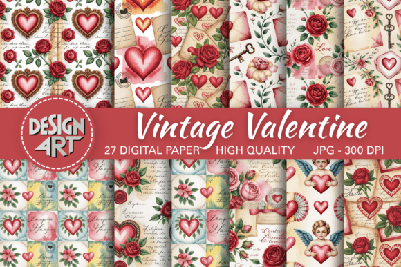 Timeless Romance: Unleashing Vintage Valentine Digital Paper