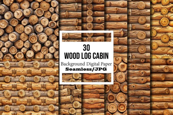 Unleash Rustic Charm with Wood Log Cabin Digital Papers