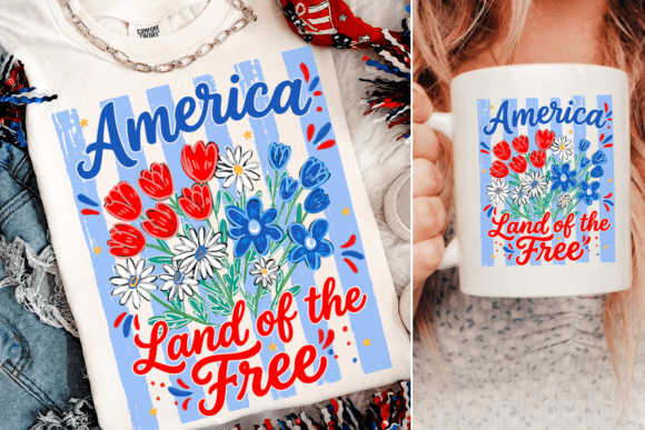 Wildflower America: Land of the Free PNG for Patriotic Projects