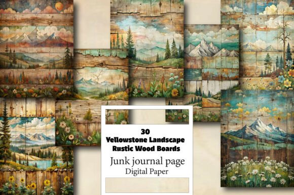 Yellowstone Landscape Rustic Wood Boards: A Digital Texture for Authentic Design